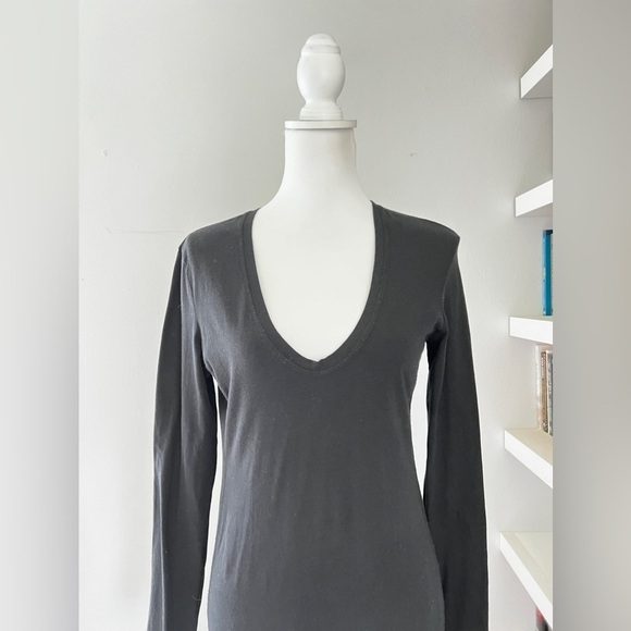 Standard James Perse V-Neck Long Sleeve Knit Dress Black size 3 - Picture 3 of 13